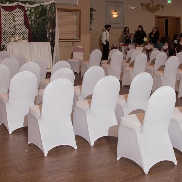 lot of 17, Chair Cover w/foot pocket, white, stretch spandex, sleek/stylish - Picture 3 of 7